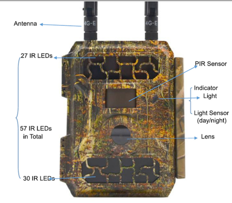 La cámara móvil 4G del rastro 4.3CG que caza con el App 940nm IR del teléfono enciende DC 12V 128GB